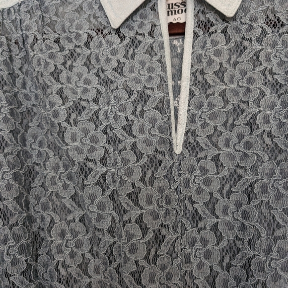 Vintage 70's blue grey lace dress - Picture 5 of 6